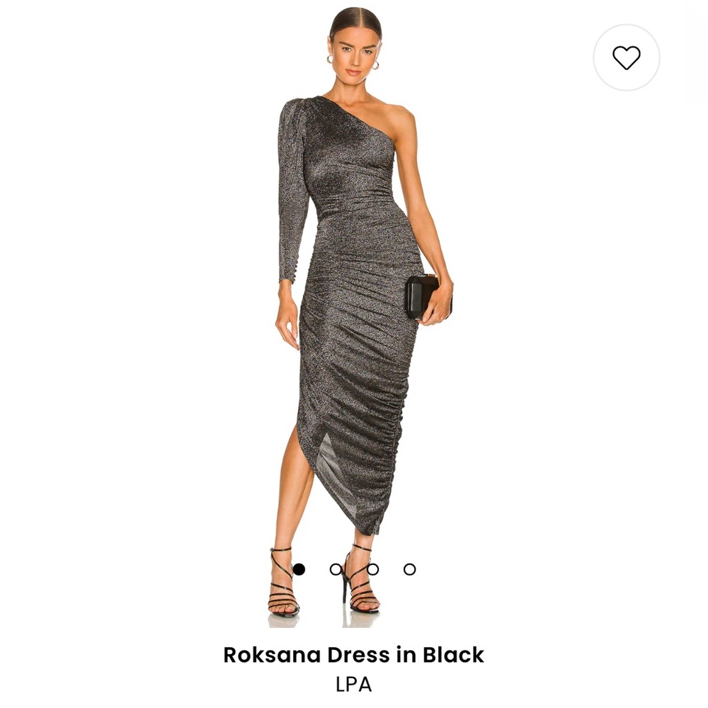 Revolve LPA one shoulder ankle length dress silver/black size xs